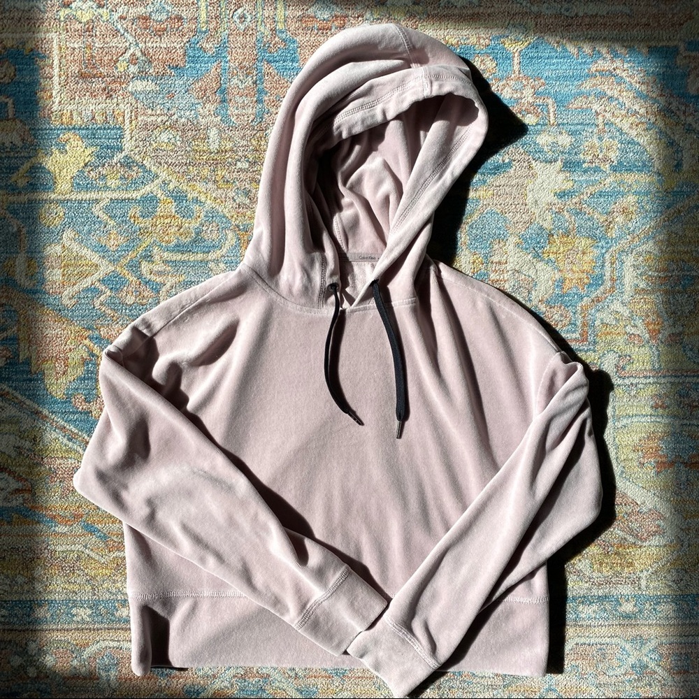Calvin Klein | Light Pink Velvet Long Sleeve Hoodie | Small